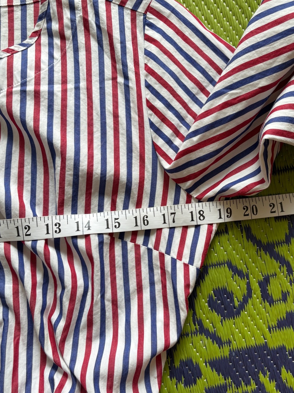 J. Crew Striped Tie Waist Cotton Shirt Midi Dress Size 4 Blue Red White Casual - Picture 10 of 11